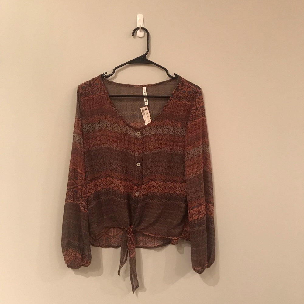 Tie long sleeve top peppermint